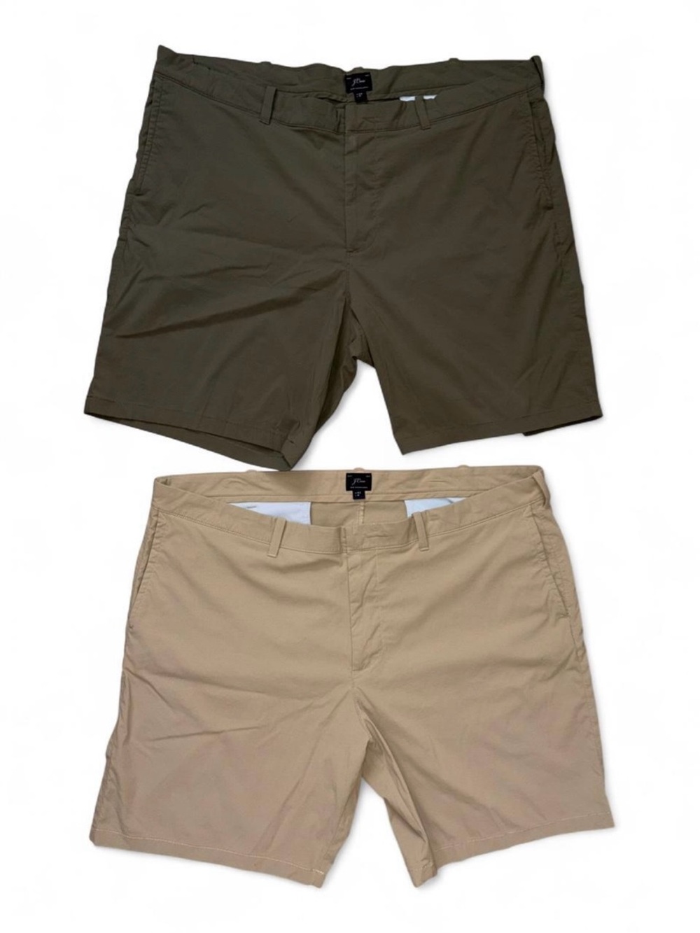 J. Crew Lot Of 2 9” Tech Shorts Green/Khaki Size 42” XXL Preppy Casual Golf